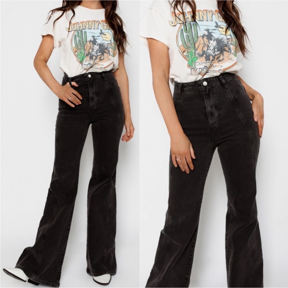 Free People We The Free Florence Flare Jeans High Rise Size 32 Stretch Cotton - Picture 16 of 16